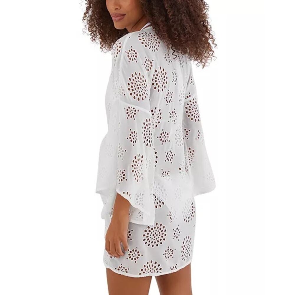NWT ViX Paula Hermanny Perola White Eyelet Boho Swim Cover Up Mini Dress XS $248 - Picture 9 of 10